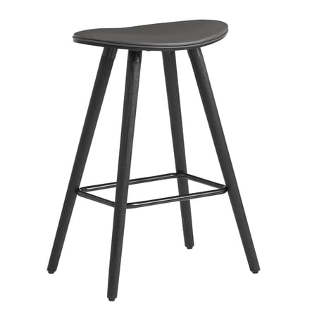 26 Inch Faux Leather Counter Height Backless Bar Stool, Black and Gray- Saltoro Sherpi
