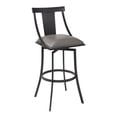 thumbnail image 1 of 26 Inches Leatherette Counter Stool with Fiddle Back, Gray - Saltoro Sherpi, 1 of 5