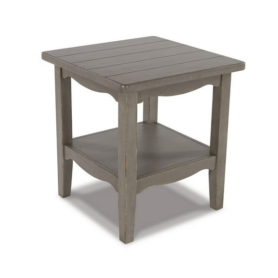 Benjara Arin 26 Inch Side End Table, Open Shelf, Vintage Style Gray Hardwood