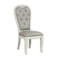 thumbnail image 1 of Ellia 26 Inch Side Dining Chair, Gray Tufted, Vintage Turned Feet, Ivory, 1 of 2