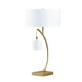thumbnail image 1 of Jiya 29 Inch Arc Table Lamp, Hanging Design, 2 White Drum Shades, Gold, 1 of 6