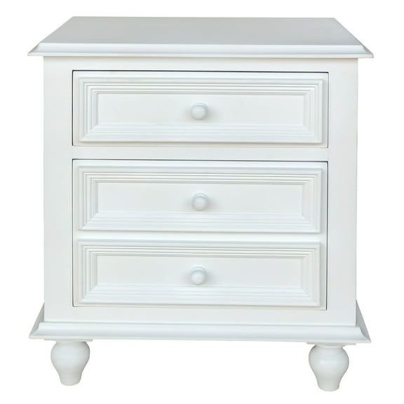 Wooden Night Stand With 2 Drawers, White