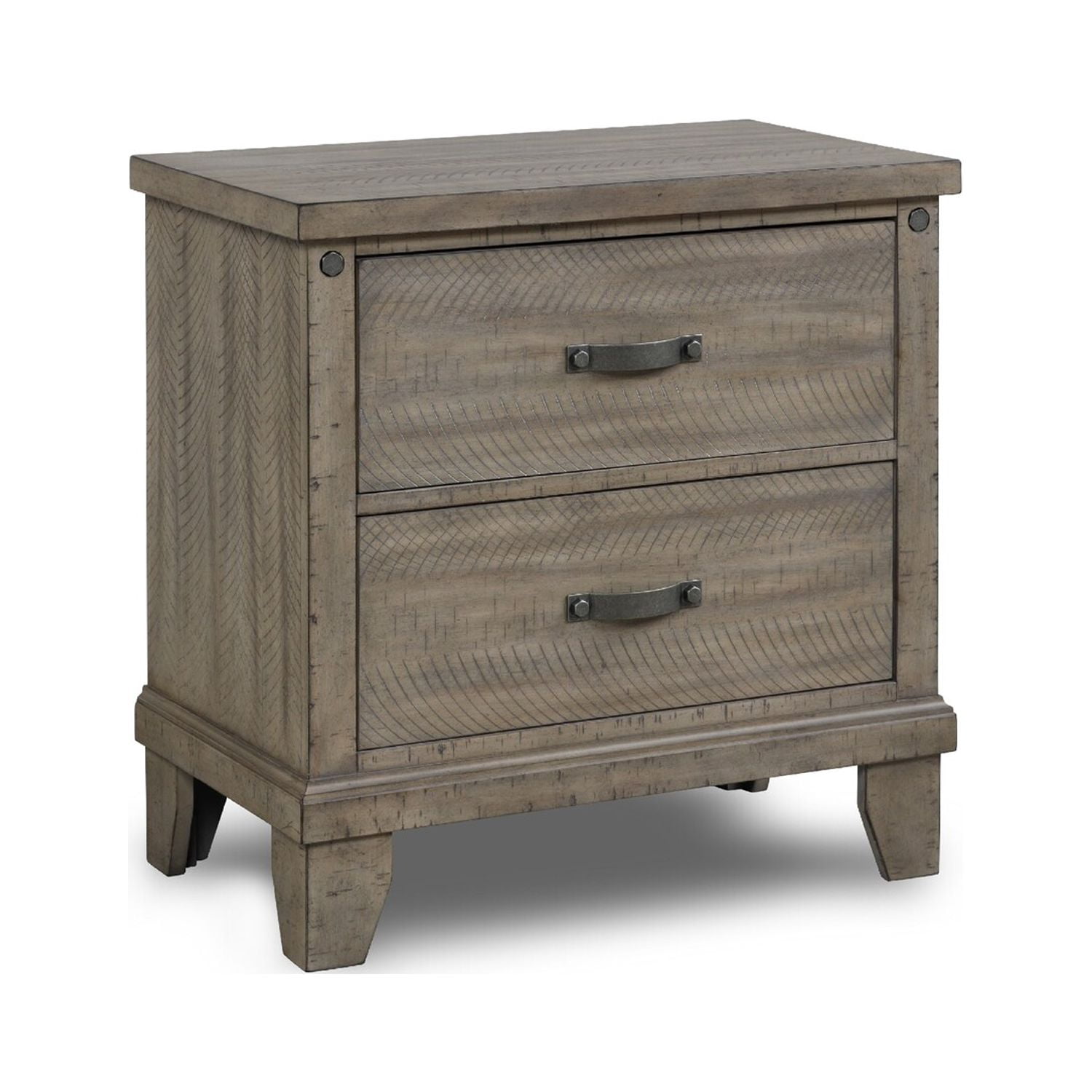 Benjara 29 Inch Oliver Nightstand with 2 Drawers, Black Metal Handles ...