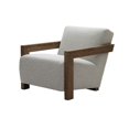 thumbnail image 1 of Benjara Cid Sen 29 Inch Accent Chair, Beige Polyester, Brown Wood Legs and Armrests, 1 of 6