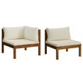 thumbnail image 1 of 2pc Outdoor Modular Corner Sofa, Square Acacia Wood, White Polyester, 1 of 5