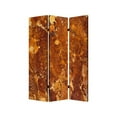 thumbnail image 1 of Benjara 3 Panel Marble Print Foldable Canvas Room Divider, Brown, 1 of 3