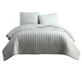 thumbnail image 1 of Benjara 3 Piece Crinkle Queen Size Coverlet Set with Vertical Stitching,Light Gray, 1 of 3