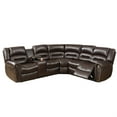 thumbnail image 1 of Benjara 3-Piece Modern Bonded Leather Reclining Sectional in Brown, 1 of 6