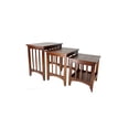 thumbnail image 1 of 3 Piece Nesting Table with Plank Tabletop and Slatted Sides, Oak Brown- Saltoro Sherpi, 1 of 5