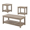 thumbnail image 1 of 3 Piece Rectangular Coffee and Square End Table Set Slatted Gray Beige, 1 of 9