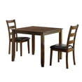 thumbnail image 1 of Benjara 3 Piece Wooden Dining Set with Square Table, Brown, 1 of 4
