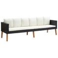 thumbnail image 1 of 3 Seater Outdoor Sofa with White Fabric Cushions, Black Rattan 86 Inch, 1 of 6