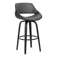 thumbnail image 1 of 30 Inch Leatherette and Wooden Swivel Barstool, Black and Gray - Saltoro Sherpi, 1 of 5