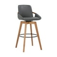 thumbnail image 1 of 30 Inches Leatherette Swivel Barstool, Gray and Brown, 1 of 5