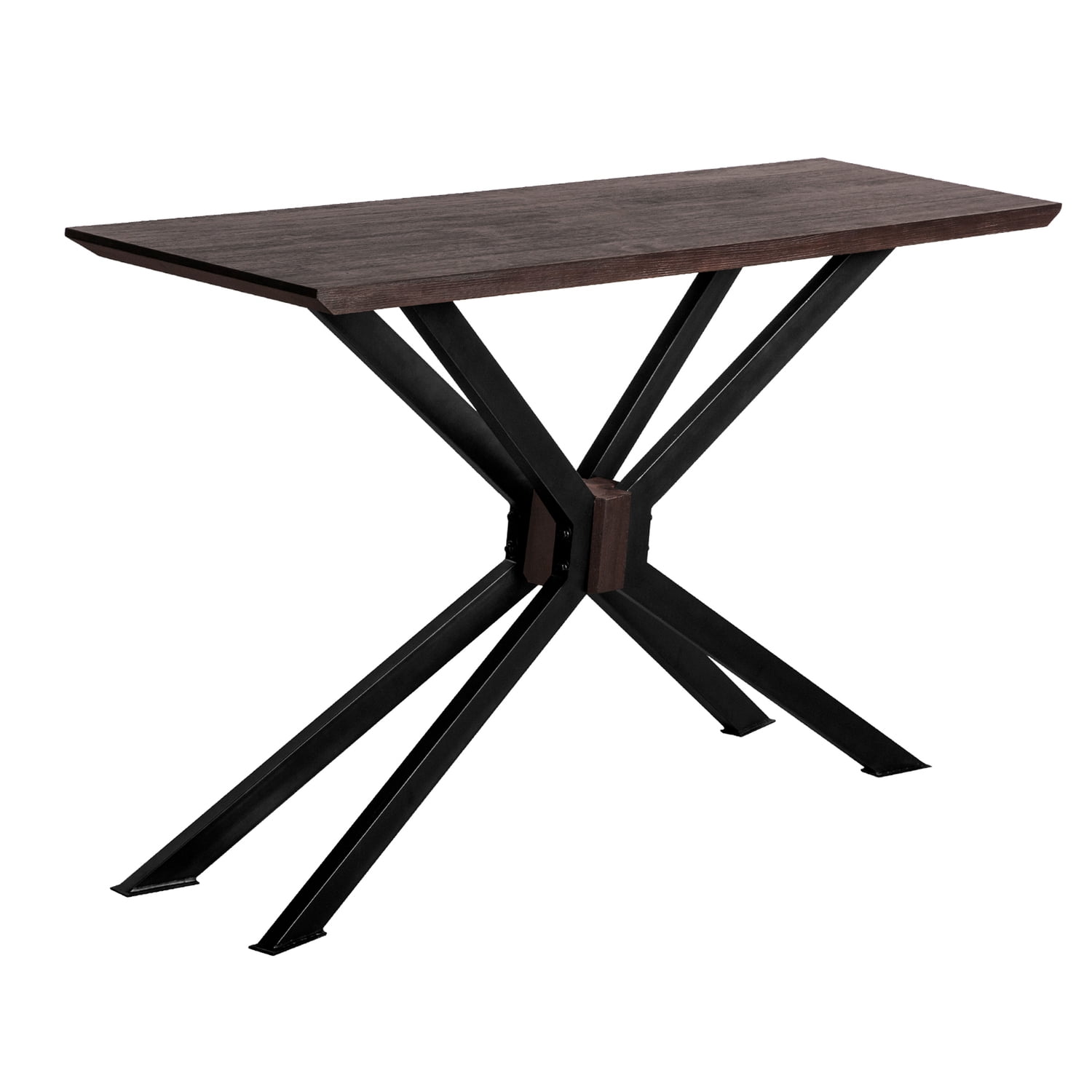 32 Inch Wood Console Table with Metal Base, Brown and Black - Saltoro ...