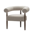 thumbnail image 1 of Benjara Cid Archie 32 Inch Accent Chair, Beige Fabric, Rounded Back, Solid Wood, 1 of 6