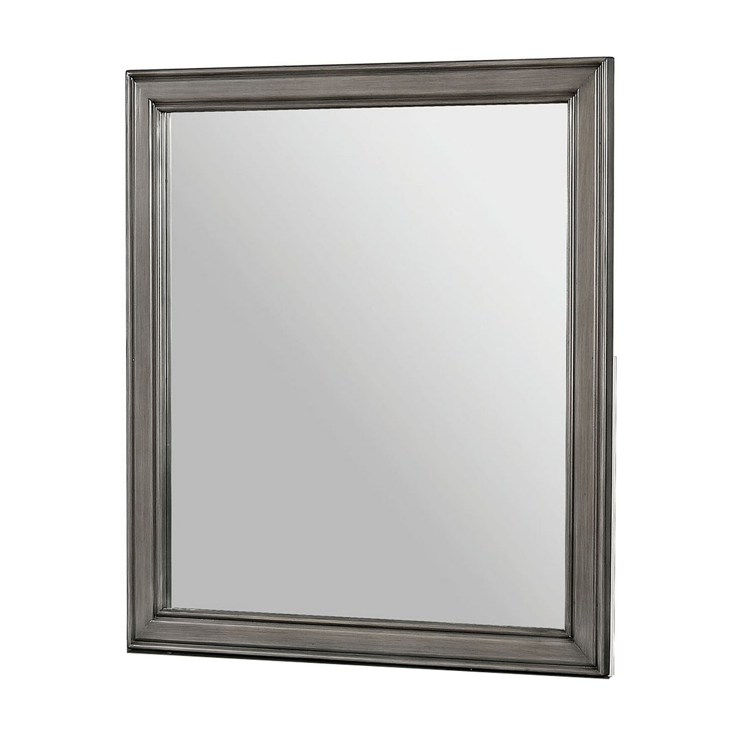 Benjara 35 Inch Transitional Style Wooden Frame Mirror, Gray