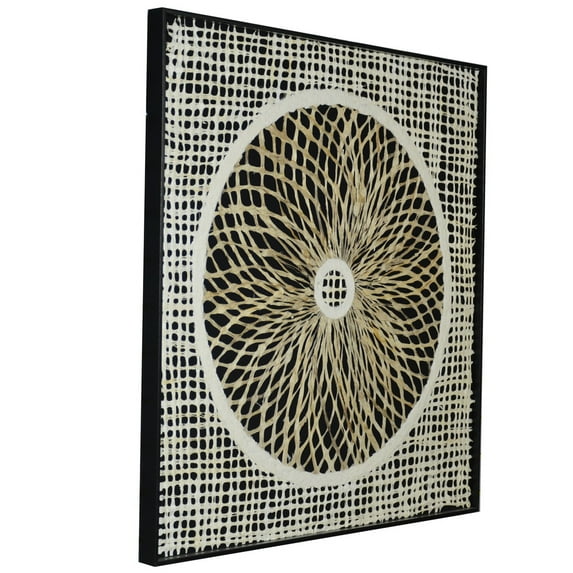 Benjara 35 x 8 Abstract Art Shadow Box Wall Decor, Black and White