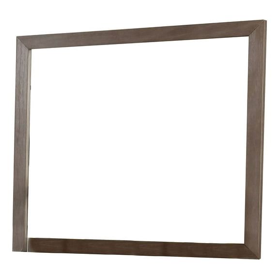 36 Inch Mirror with Rectangular Wooden Frame, Brown