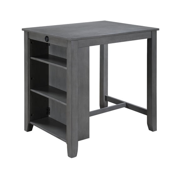 Ham 36 Inch Counter Height Small Dining Table with Shelves-USB Port-Gray