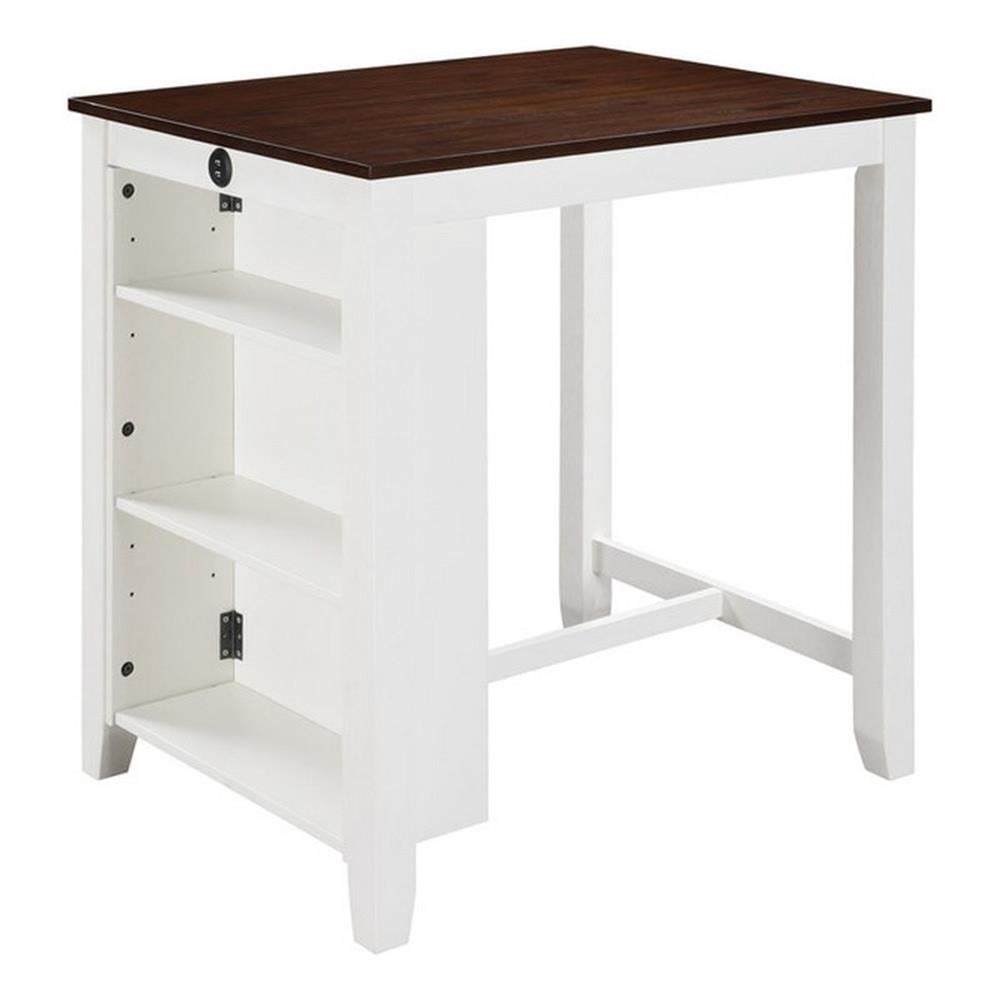 Ham 36 Inch Counter Height Small Dining Table with Shelves-USB Port ...