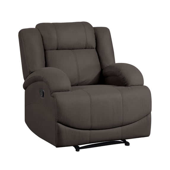 Benjara Kate 37 Inch Manual Recliner Chair, Cushions, Brown Microfiber, Solid Wood