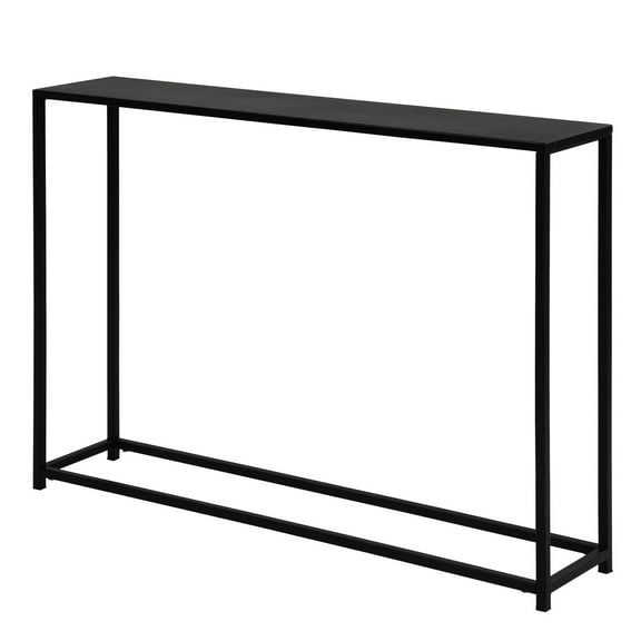 Benjara Eme 38" Console Sofa Table- Rectangular Top- Modern Black Metal Frame