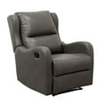 thumbnail image 1 of Benjara Kim 38 Inch Manual Recliner Chair, Cushioned Gray Faux Leather, Solid Wood, 1 of 5