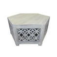 thumbnail image 1 of Benjara 39 Inch Artisan Hexagonal Coffee Table, Graphic Cutout Patterns, Gray Wood, 1 of 5