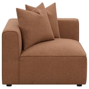 Benjara Hani 39 Modular Corner Wedge- Trillium Polyester- 2 Pillows- Brown
