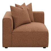 Benjara Hani 39 Modular Corner Wedge- Trillium Polyester- 2 Pillows- Brown