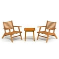 thumbnail image 1 of 3pc Outdoor Tea Table Set, 2 Chair, Slatted Solid Brown Acacia Wood, 1 of 6