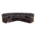 thumbnail image 1 of Benjara 3pc Sectional Motion Power Recliner Sofa Set- Dark Brown Faux Leather, 1 of 6