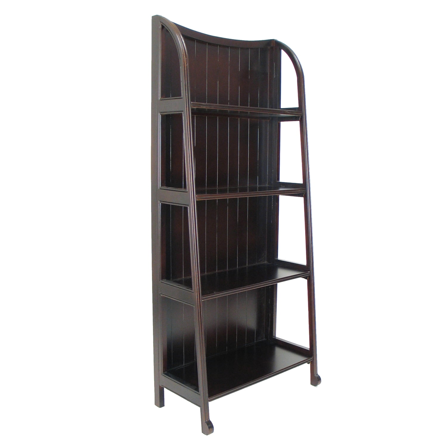 Dark Brown Wood 4-Tier Foldable Shelf Display Stand