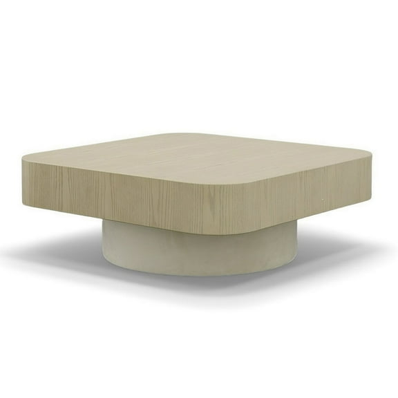 Cid Macy 40 Inch Coffee Table, Square, Modern Style Beige Brown Finish