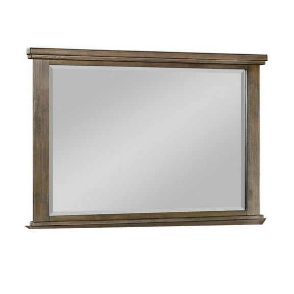 Benjara Lan 40 x 47 Dresser Mirror, Tempered Glass, Rectangular, Rustic Taupe
