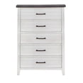 thumbnail image 1 of Benjara Akira 42 Inch Tall Dresser Chest, 5 Drawers, White Solid Wood, Gray Top, 1 of 5