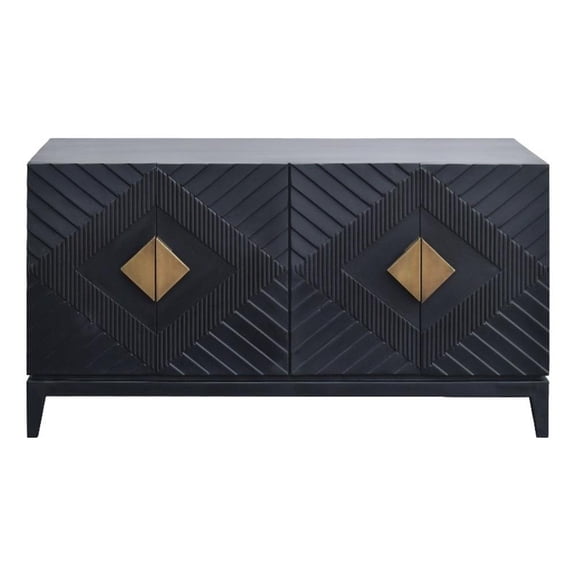 Benjara Abiel 55" Sideboard Buffet Console w/ 2 Door Cabinet-Matte Black