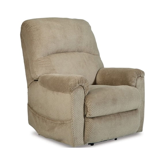 Benjara Qog 43 Inch Chair, Power Lift Recliner, Cushioned Seat, Toast Polyester