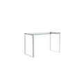 thumbnail image 1 of Benjara Elen 47 Inch Desk, Rectangular Tempered Glass, White Powder Coated Metal, 1 of 5