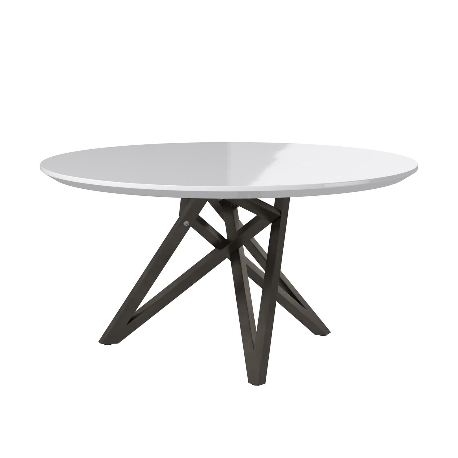 Kimya 47 Inch Dining Table, Round Wood Top, Angled Steel Legs, White, Black By Casagear Home main image 1