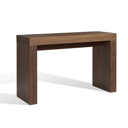 Benjara Libi 47" Console Table- Minimalist Rectangular Top- Lacquered Brown