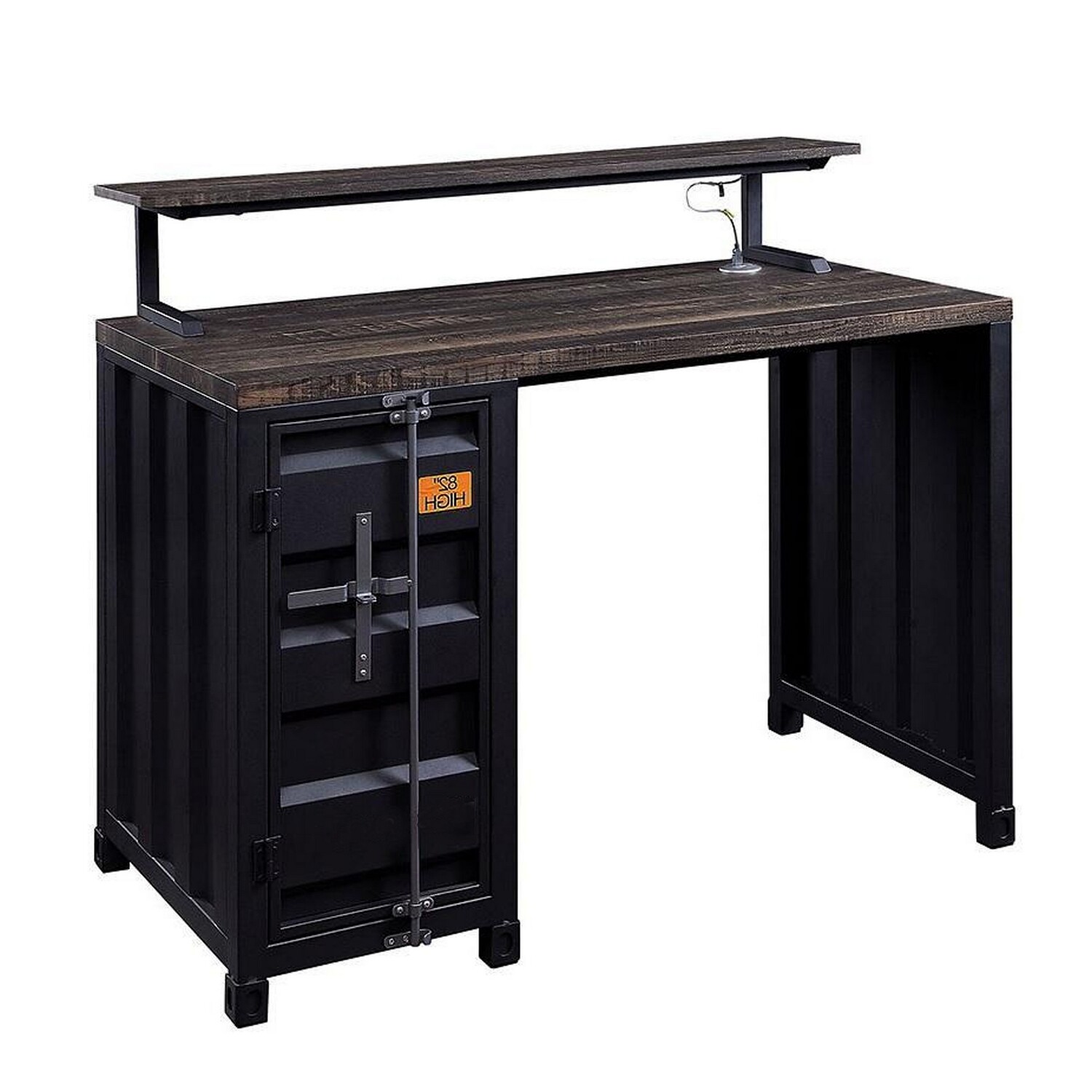 Benjara 48 Inch Metal Writing Desk, Panel Wood Top, Cremone Bolts ...