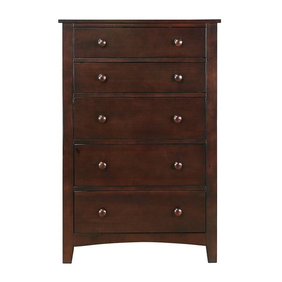 Benjara 48 Inches 5 Drawer Wooden Chest with Round Knobs, Brown