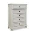 thumbnail image 1 of Lea 48 Inch Tall Dresser Chest, 5 Gliding Drawers, Wooden Bun Feet, White, 1 of 6