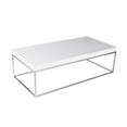 thumbnail image 1 of Zen 48 Inch Coffee Table, Rectangular White Lacquer Top, Chrome Steel Frame, 1 of 5