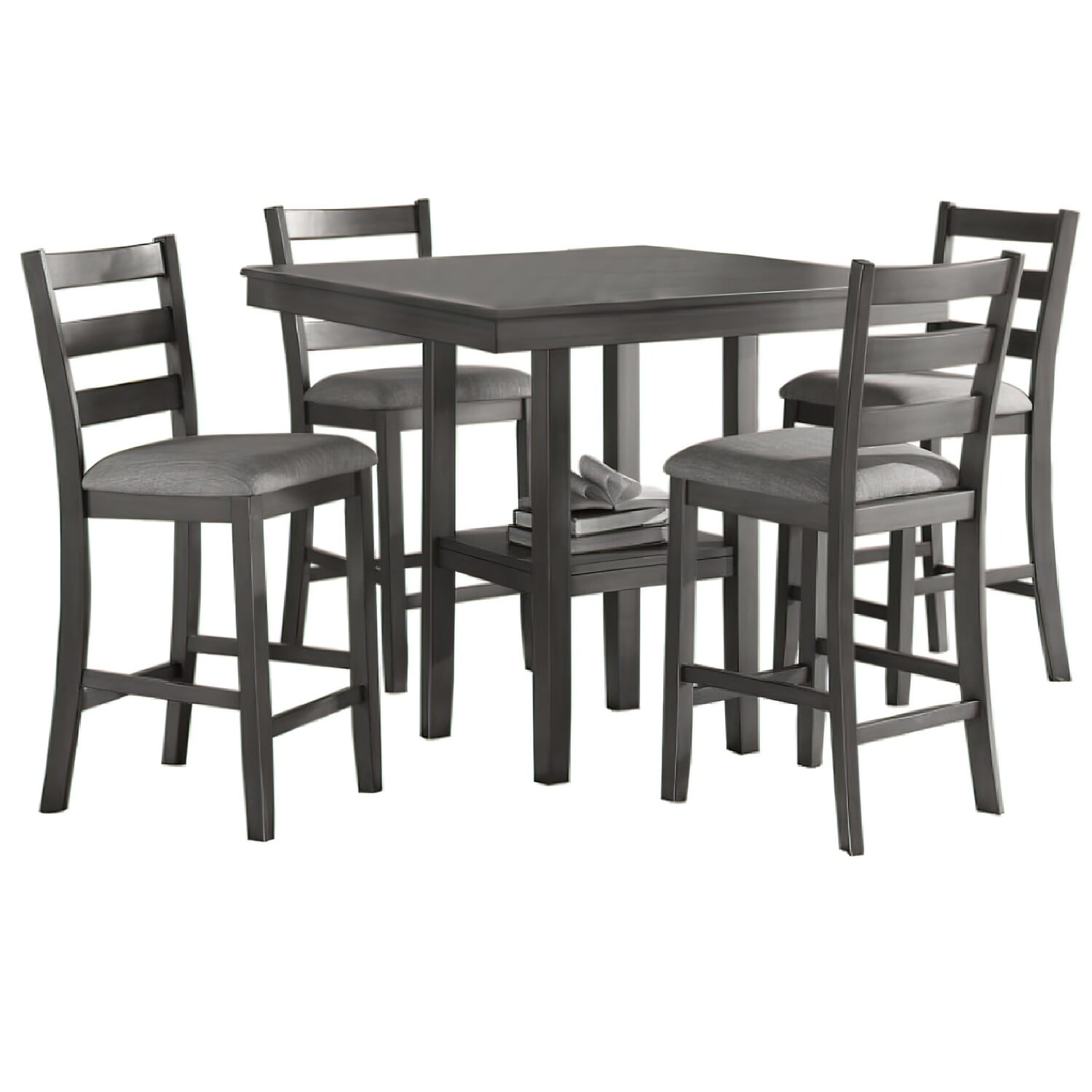 5 Piece Solid Wood Counter Height Dining Set, Table and 4 Chairs ...