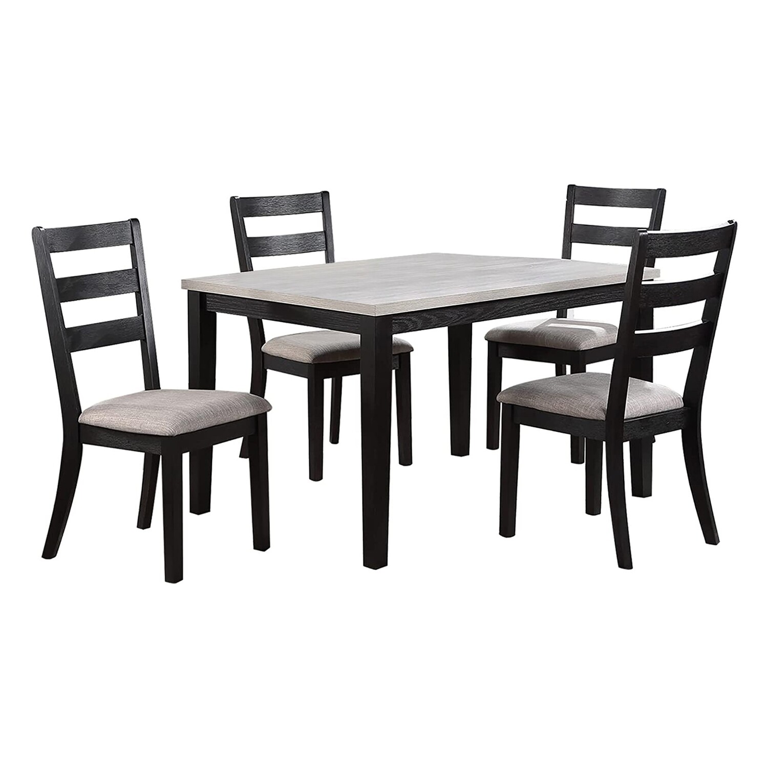 5 Piece Dining Set Rectangular Table 4 Chairs Padded Espresso Brown ...