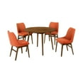 thumbnail image 1 of 5 Piece Dining Set with Countered Fabric Side Chairs, Brown and Orange, 1 of 4