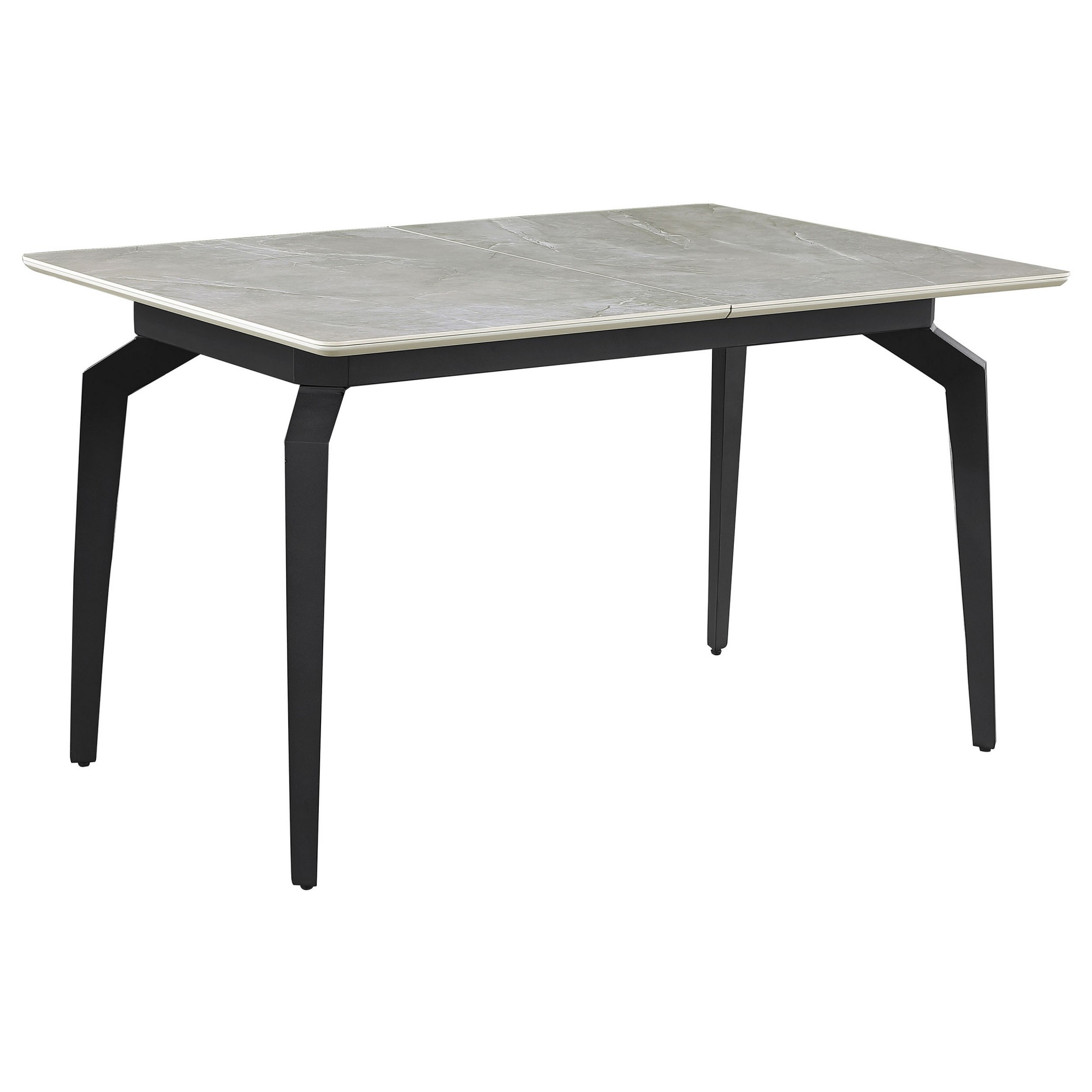 51-65 Inch Dining Table, Extendable White Top, Leaf, Sandy Black ...